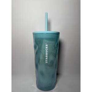 Starbucks 2024 Icey Blue Mottled Luster 18oz Glass Cold Cup Tumbler BNWT